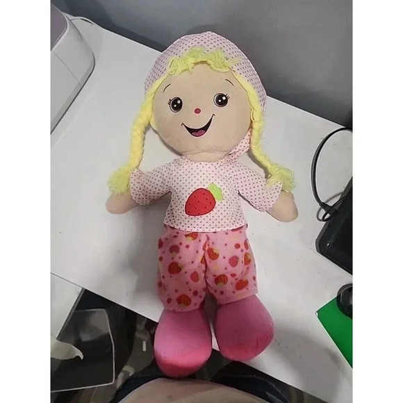 Strawberry Shortcake Plush Stuffed Pink Overalls Rag Doll Pillow Giant Large 28" - Picture 1 of 7